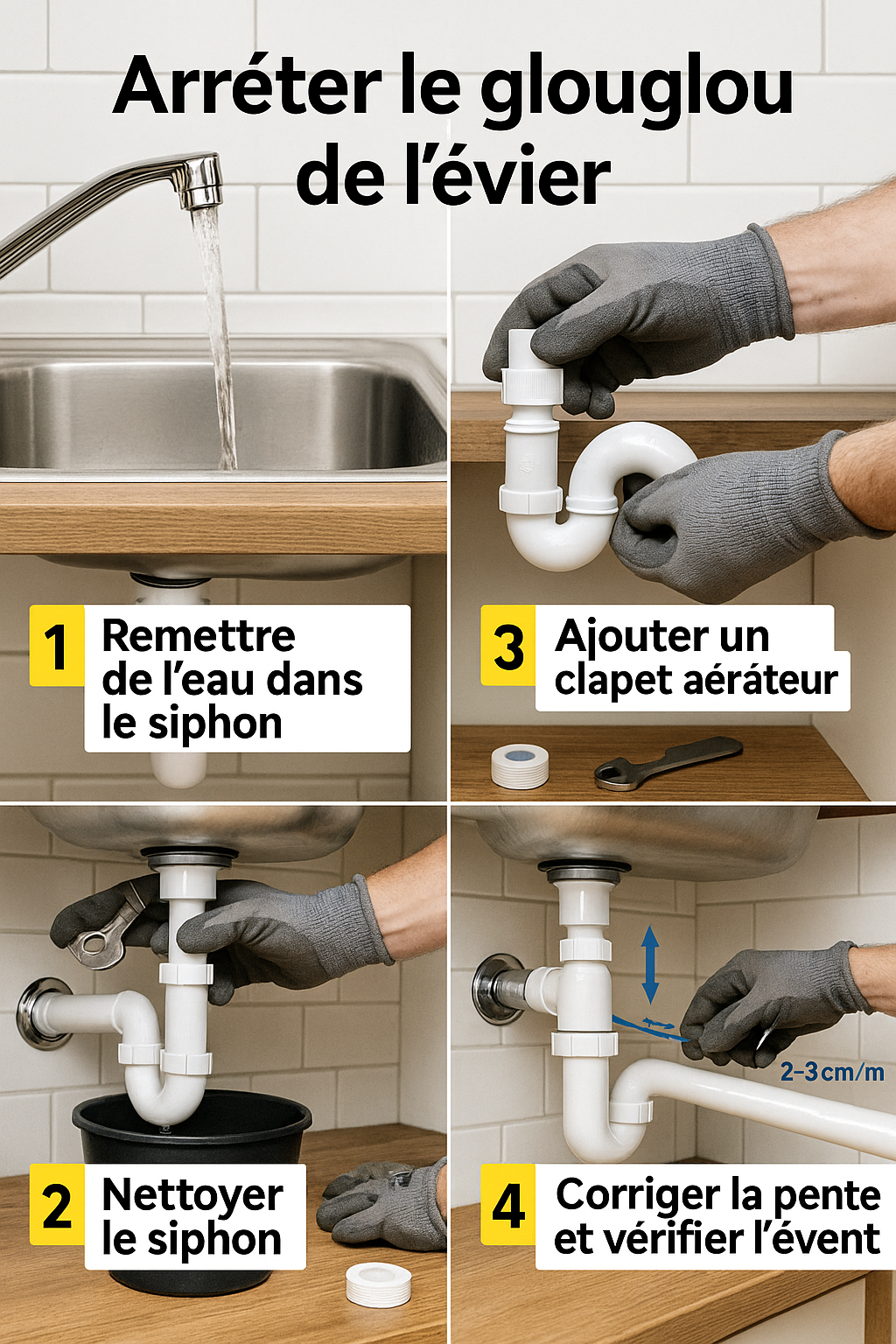 stopper le glouglou d'un évier